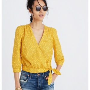 Madewell Wrap Top in Star Scatter (yellow)